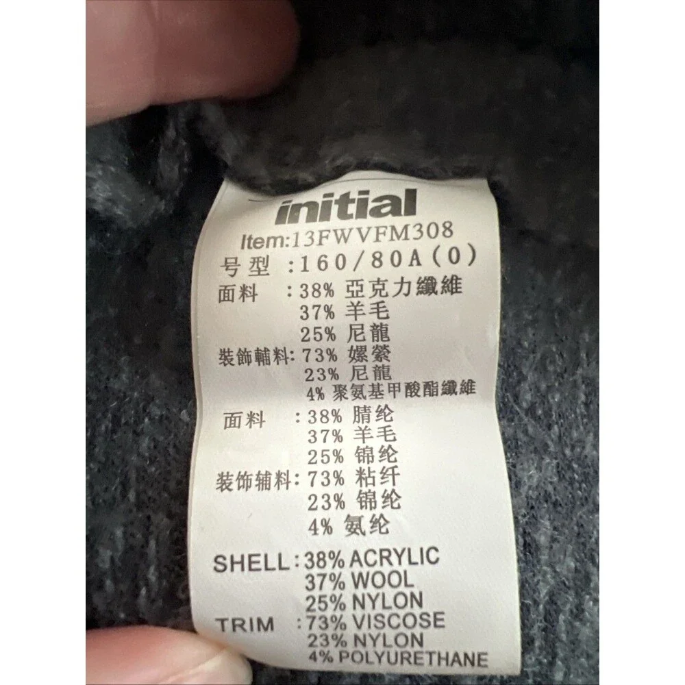 Initial Fashion Brand Wool Blend Tailored Funnel Neck Scarf Vest Size Small Grey